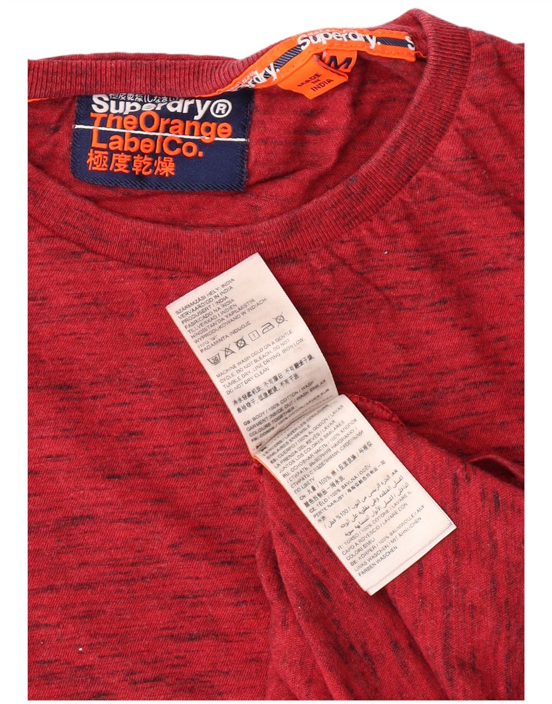 Superdry Mens T-Shirt Top Medium Red Flecked Cotton