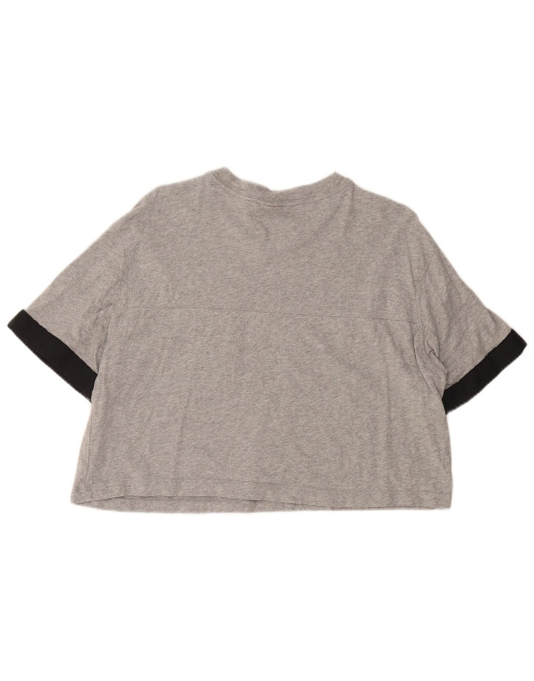 NIKE Womens Crop Graphic T-Shirt Top UK 14 Medium Grey Colourblock Cotton