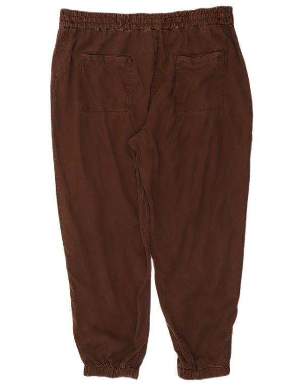 Fat Face Womens Joggers Cropped Trousers UK 16 Large W38 L25 Brown Lycra