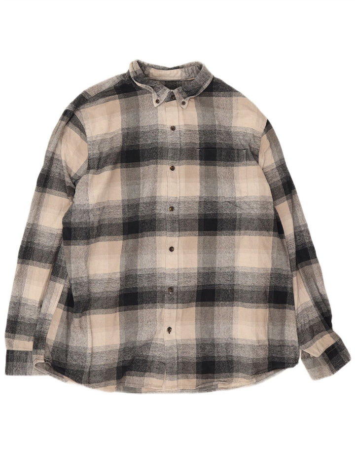 Marks & Spencer Mens Regular Fit Flannel Shirt 2XL Beige Check Cotton