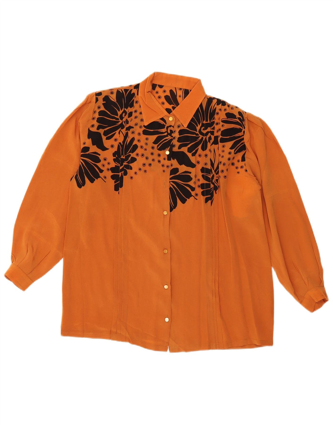VINTAGE Womens Shirt Blouse UK 16 Large Orange Floral