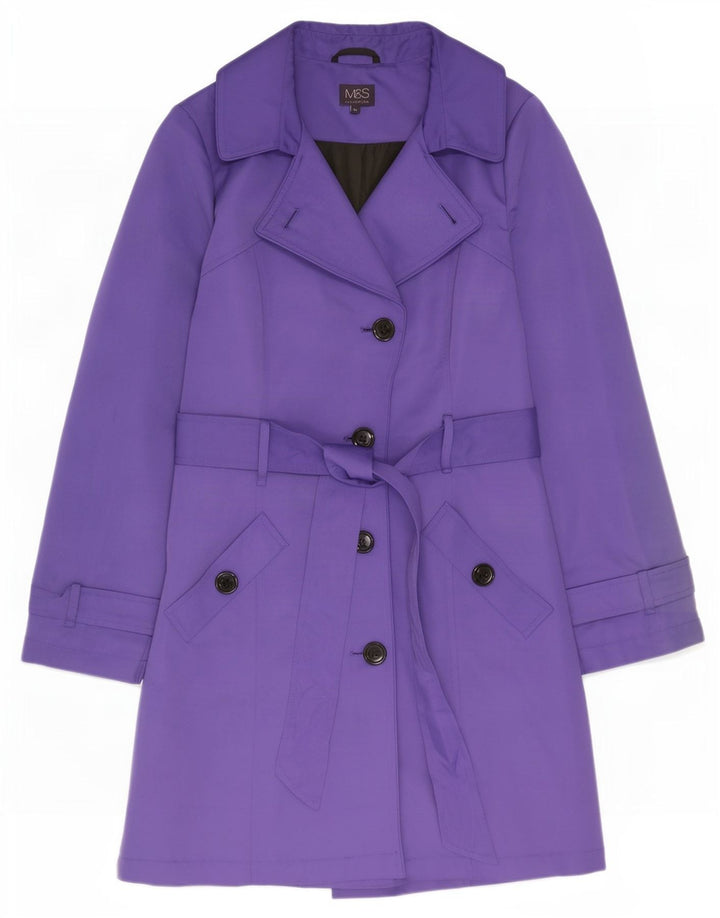 Marks & Spencer Womens Trench Coat UK 12 Medium Purple Polyester