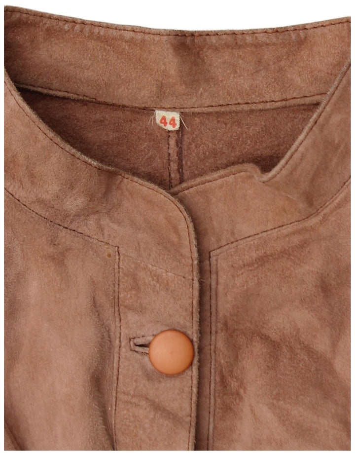 VINTAGE Womens Suede Shirt Blouse EU 44 XL Brown