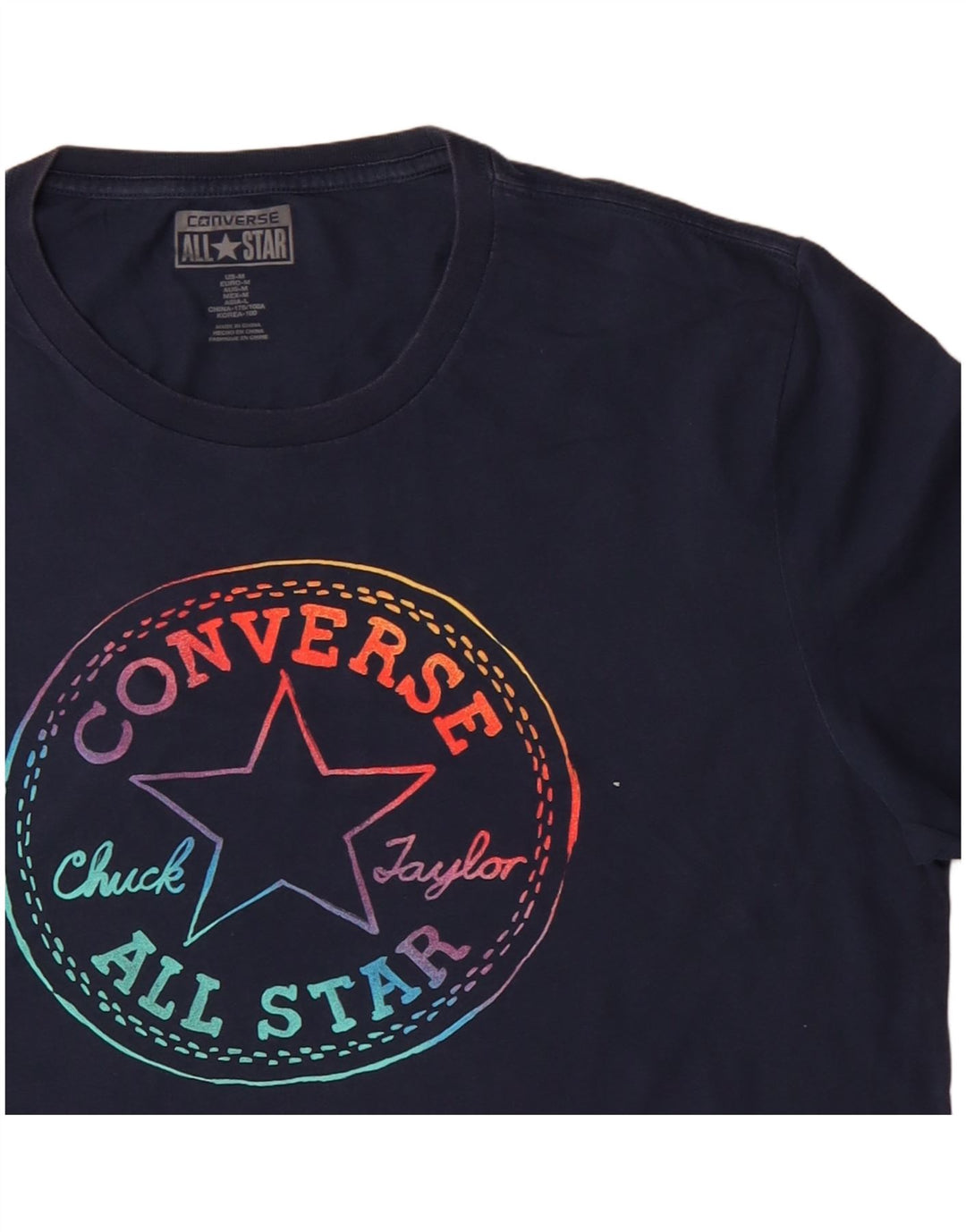 CONVERSE Mens Chuck Taylor Graphic T-Shirt Top Medium Navy Blue Cotton