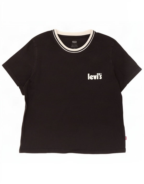 Levi's Womens T-Shirt Top UK 10 Small Black Cotton