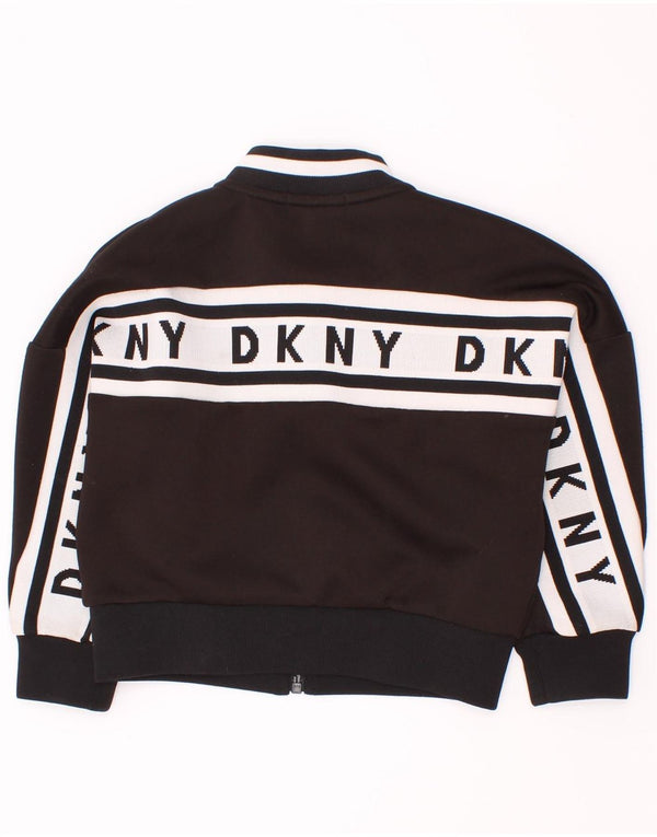 Dkny Girls Graphic Tracksuit Top Jacket 3-4 Years Black Colourblock