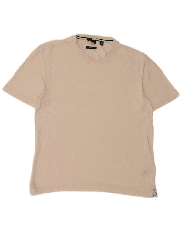 TED BAKER Mens Regular T-Shirt Top Size 4 Large Off White Linen