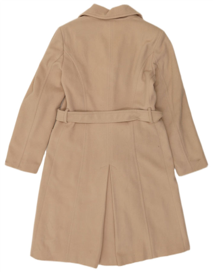 Caractere Womens Overcoat UK 14 Large Beige Virgin Wool