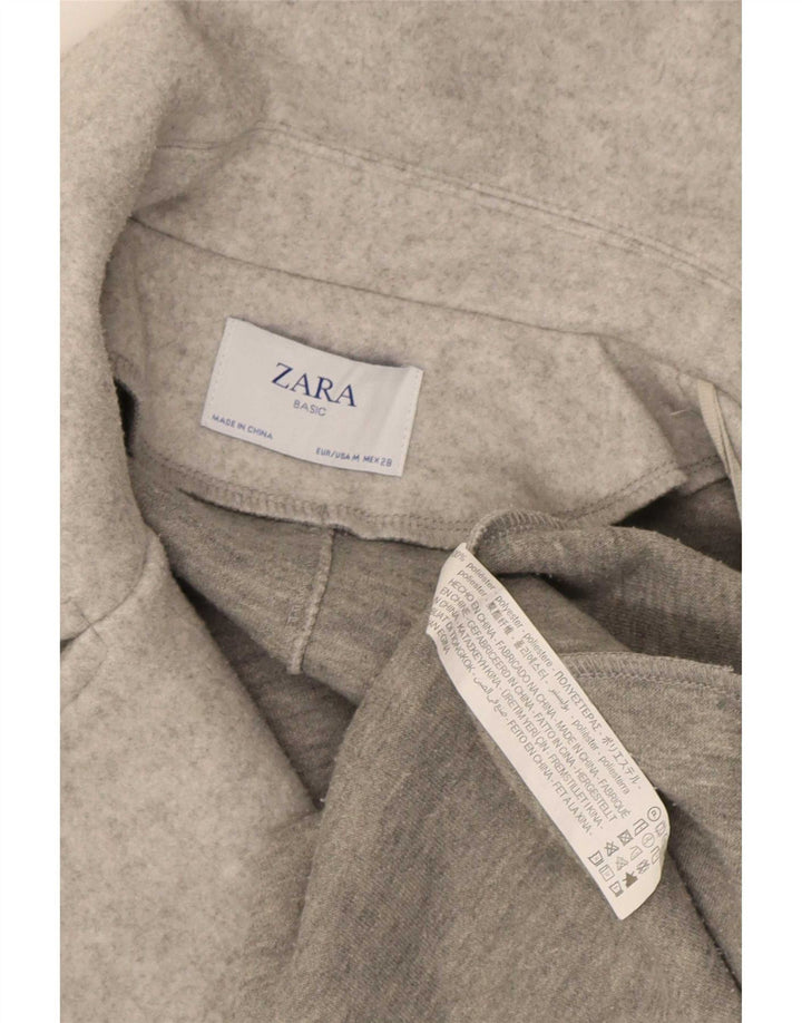 Zara Womens Oversized Cardigan Sweater UK 14 Medium Grey Polyester