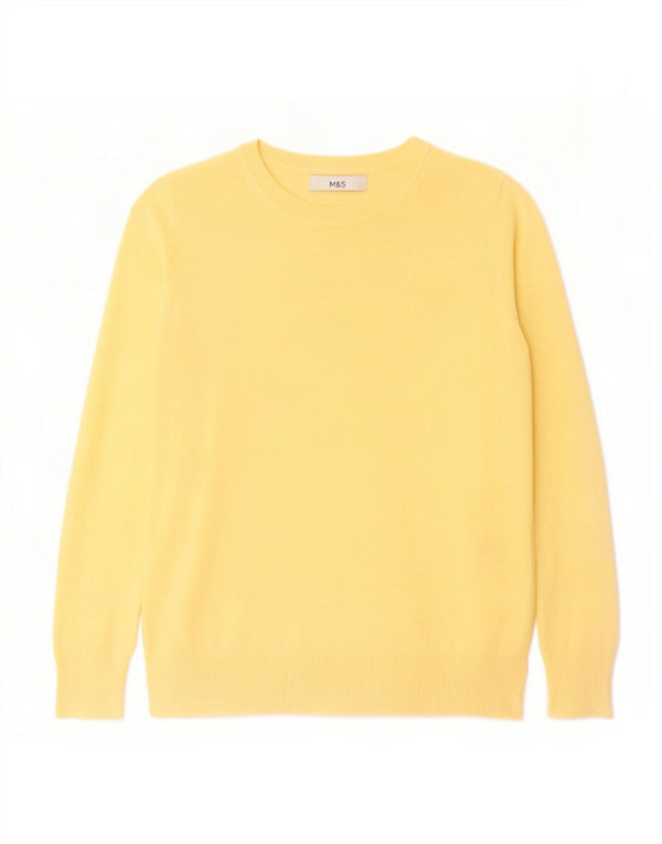 Marks & Spencer Womens Boat Neck Jumper Sweater UK 8 Small Yellow Acrylic
