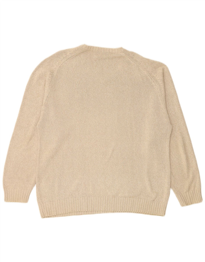 KAPPA Mens V-Neck Jumper Sweater 2XL Beige Cotton