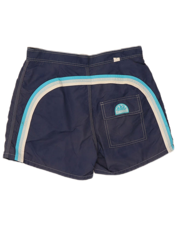 Sundek Mens Swimming Shorts Small  Navy Blue Colourblock Nylon