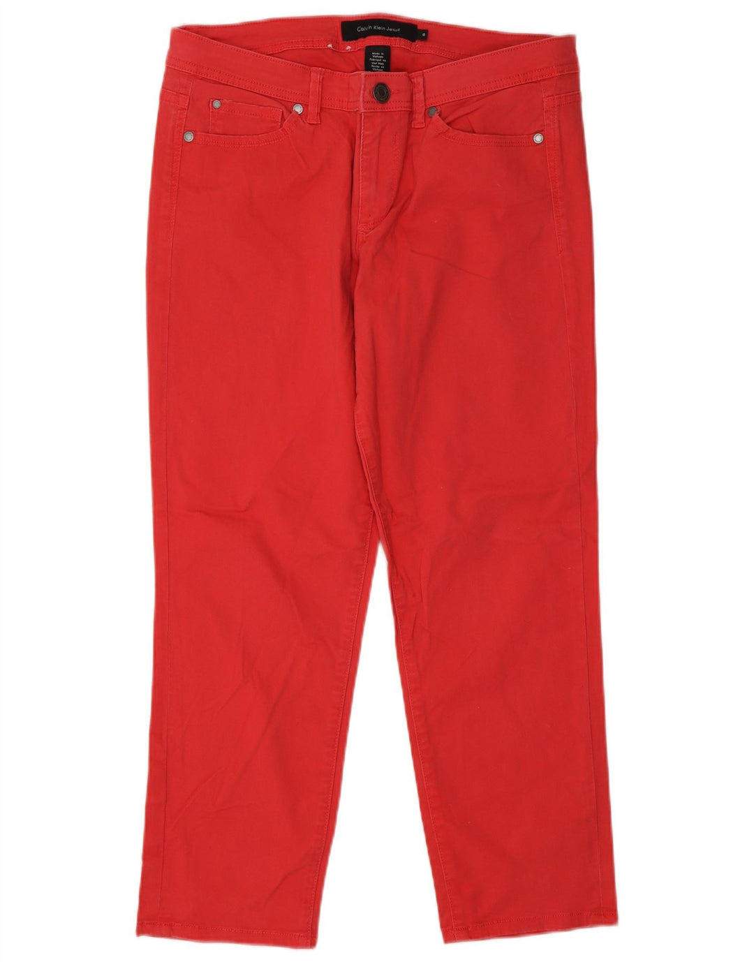 Calvin Klein Womens Straight Casual Trousers US 10 Medium W32 L26 Red