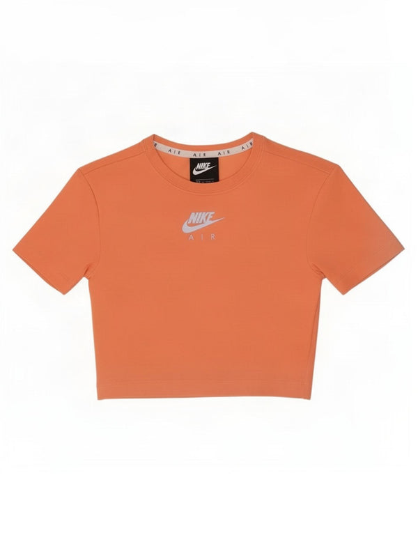 Nike Womens Crop Graphic T-Shirt Top UK 6 XS Orange Cotton