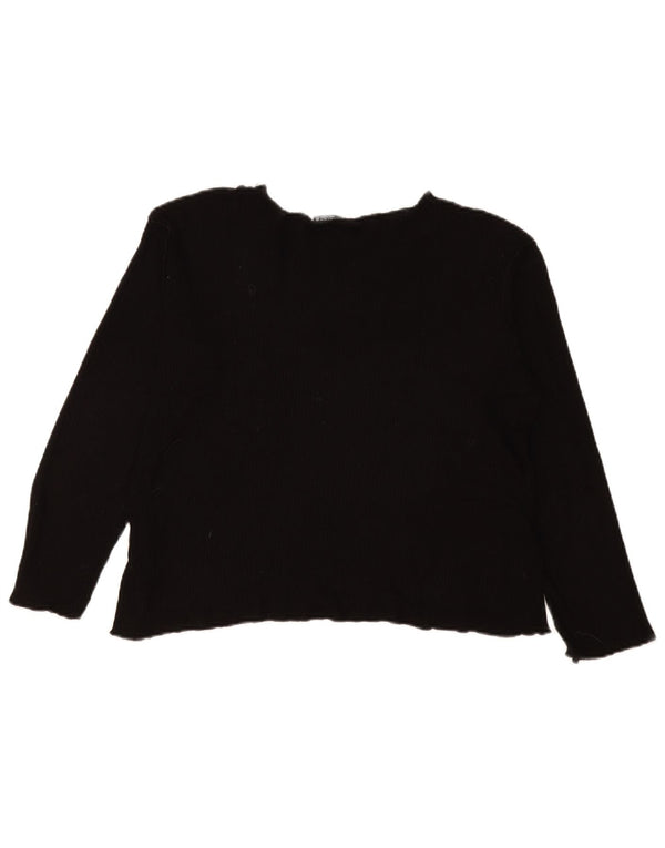 Zara Womens Oversized Top Long Sleeve UK 10 Small Black Viscose
