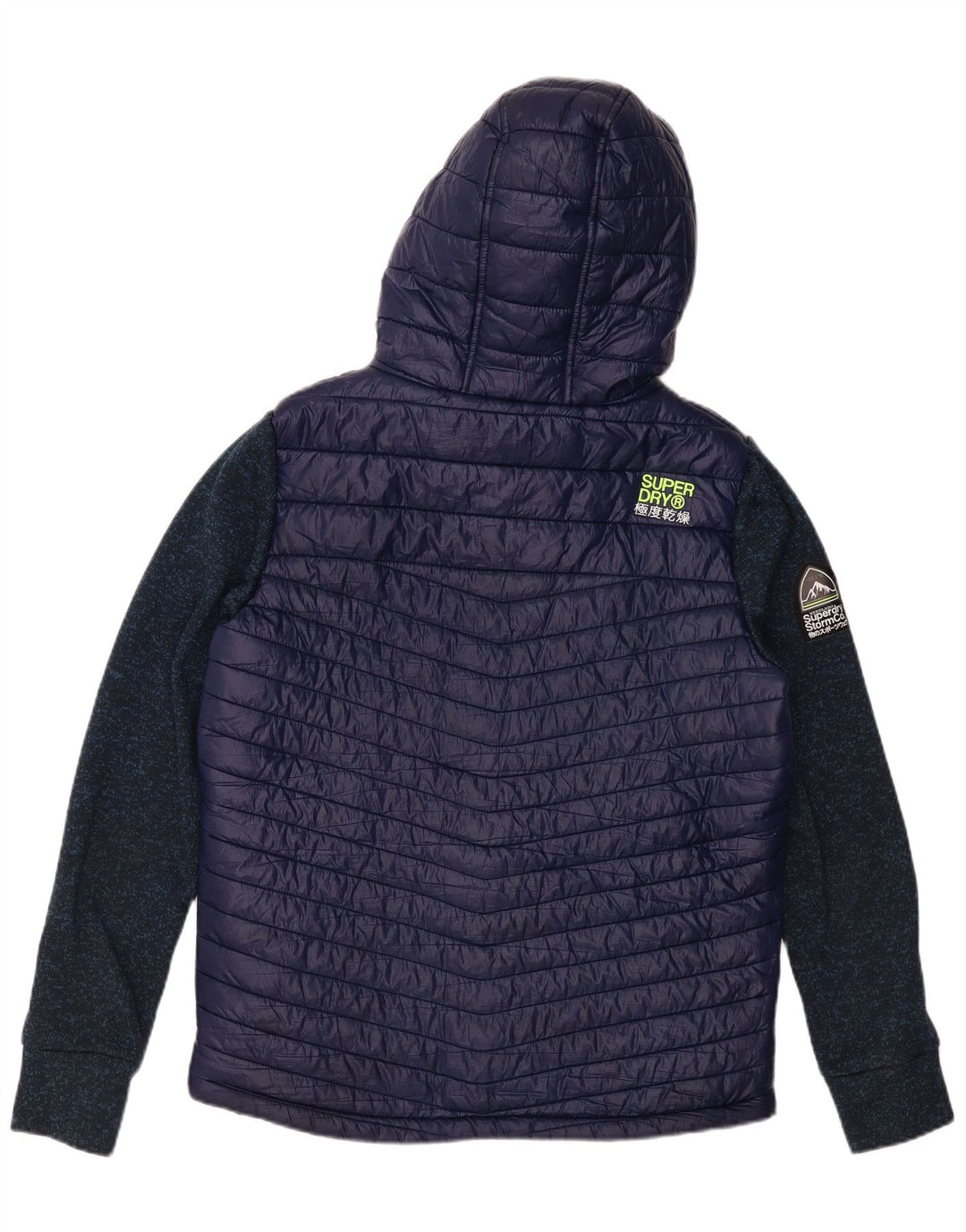 SUPERDRY Mens Graphic Hooded Padded Jacket UK 42 XL Navy Blue Flecked