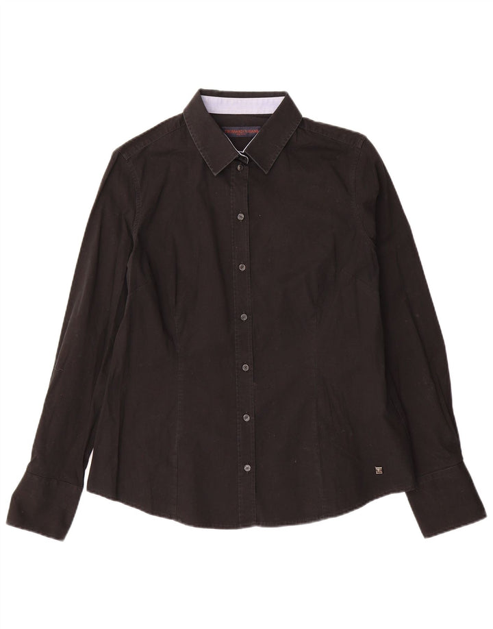 Trussardi Jeans Womens Shirt IT 48 XL Black Cotton