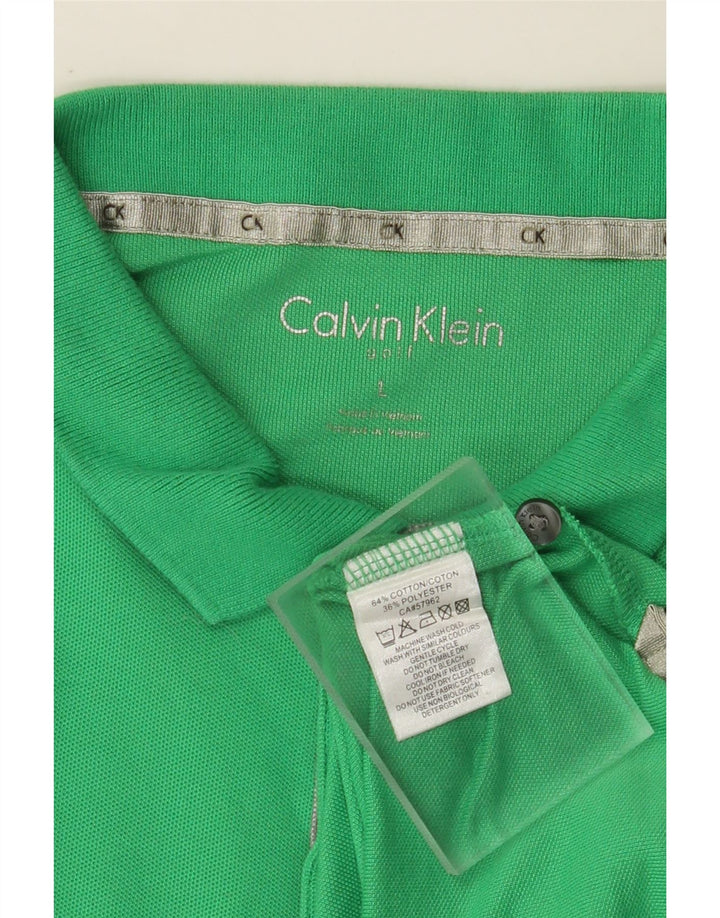 CALVIN KLEIN Mens Polo Shirt Large Green Cotton