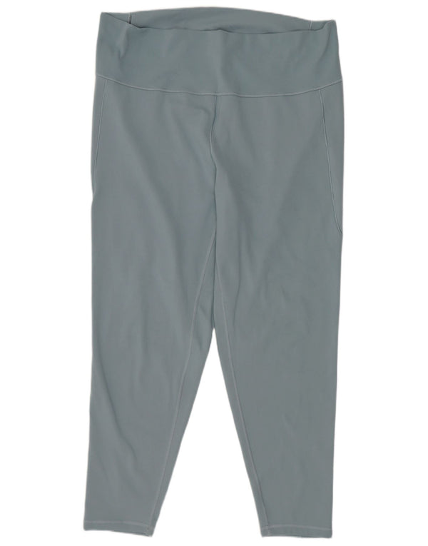 Adidas Womens Crop Leggings UK 24/26 2XL W36 L25 Blue Polyester