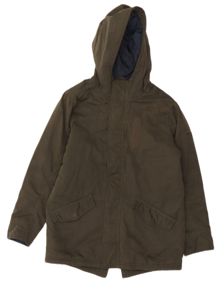 ABERCROMBIE & FITCH Boys Hooded Parka Jacket 13-14 Years Khaki Polyester