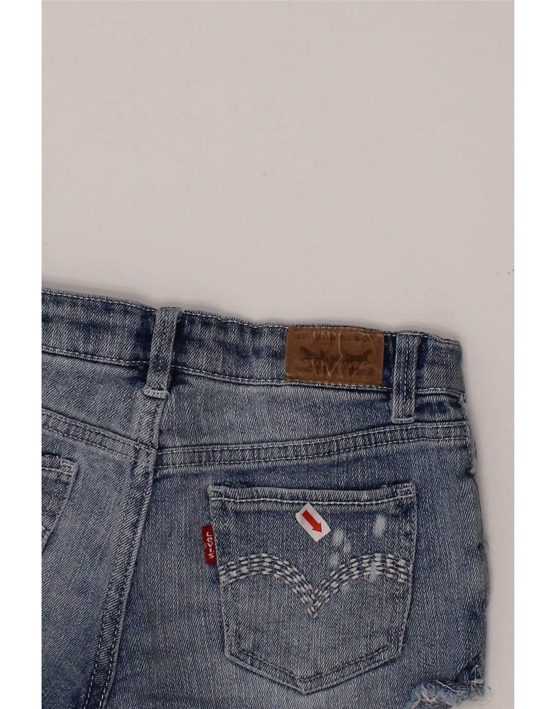 LEVI'S Girls Denim Shorts 7-8 Years W24 Blue Ramie