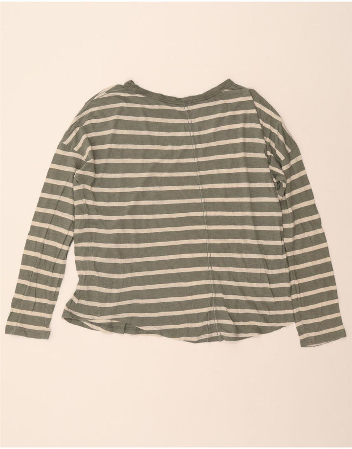 JIGSAW Womens Oversized Top Long Sleeve UK 14 Medium Green Striped