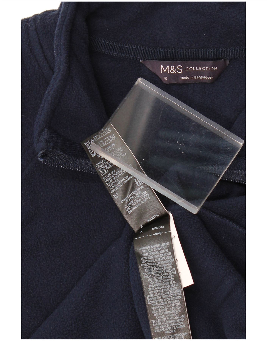 MARKS & SPENCER Womens Fleece Jacket UK 12 Medium Navy Blue Polyester