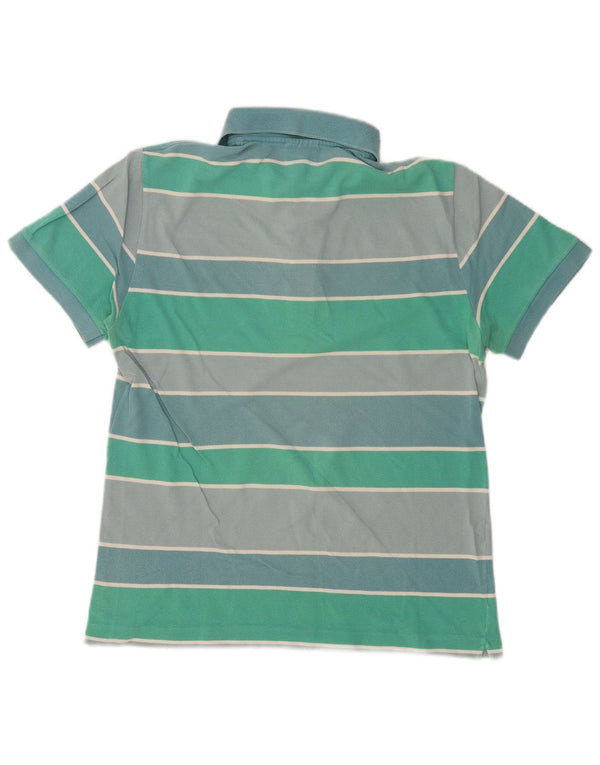 Lacoste Mens Rugby Polo Shirt Size 4 Medium Green Striped Cotton