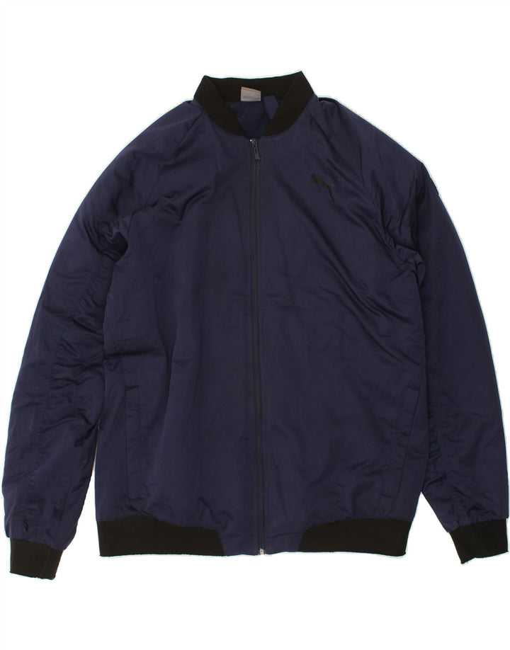 PUMA Mens Bomber Jacket UK 42 XL Navy Blue Polyester Vintage Puma and Second-Hand Puma from Messina Hembry 