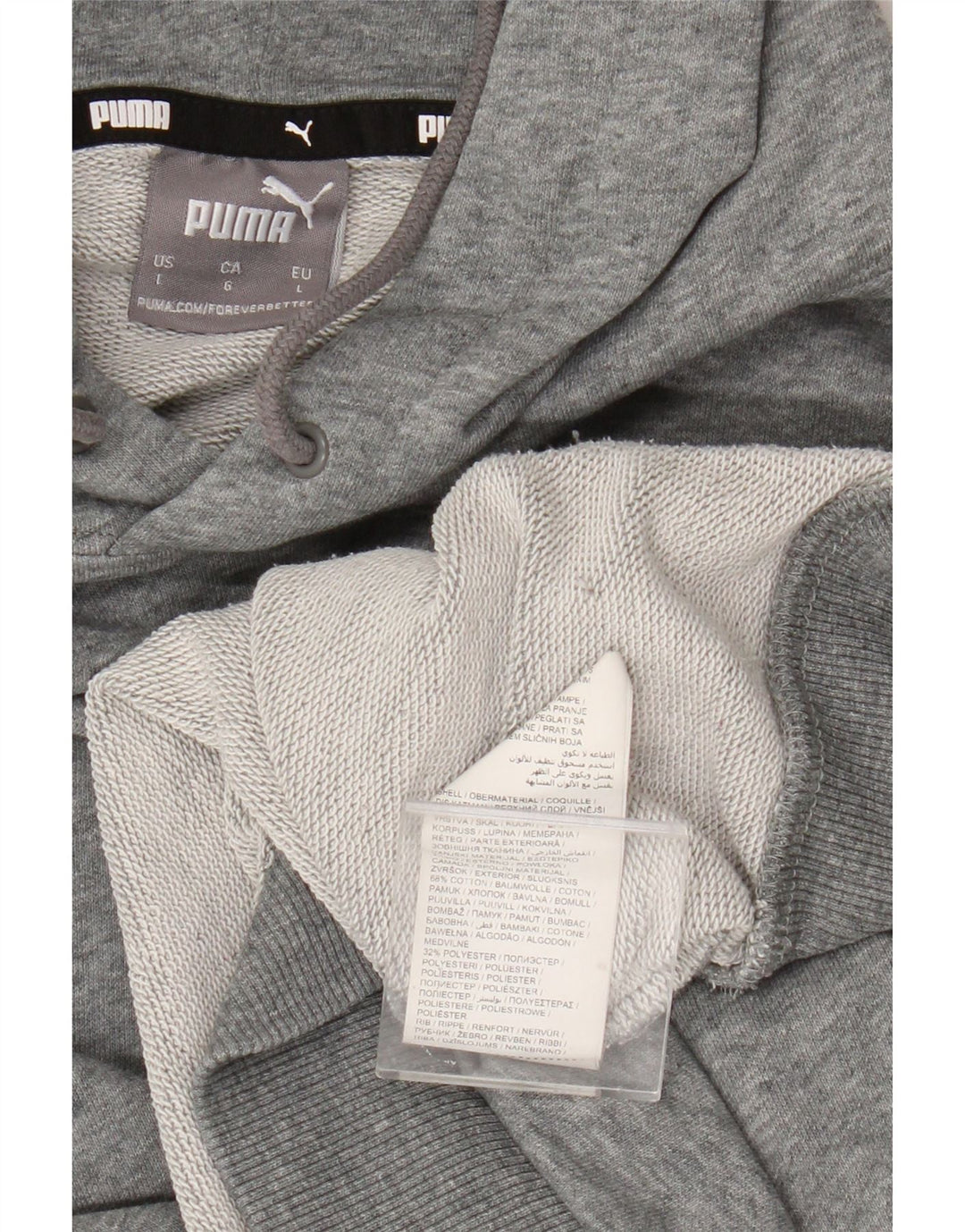 Puma Mens Hoodie Jumper Large Grey Cotton