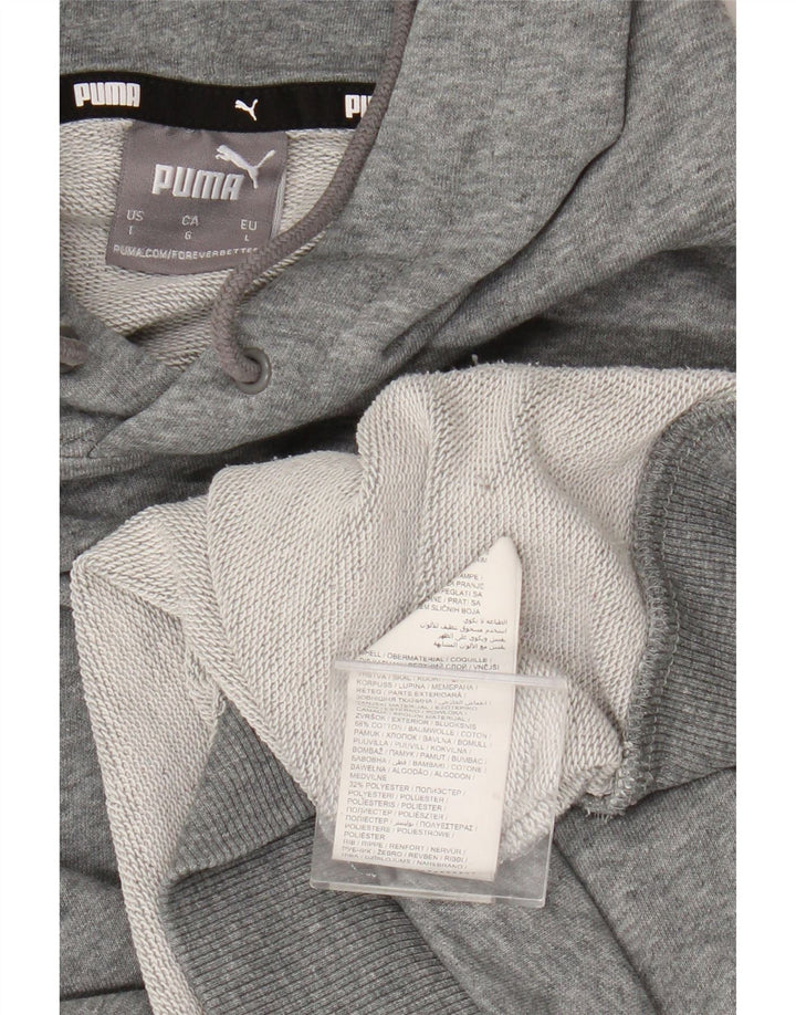 Puma Mens Hoodie Jumper Large Grey Cotton