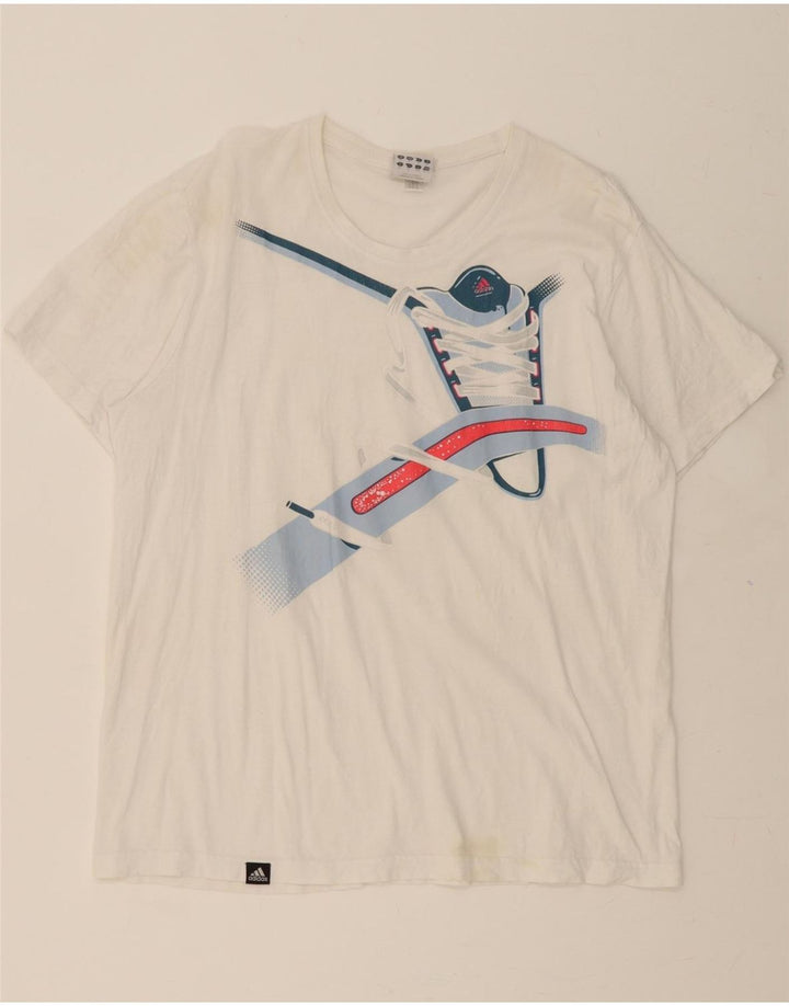 ADIDAS Mens Graphic T-Shirt Top XL White Vintage Adidas and Second-Hand Adidas from Messina Hembry 