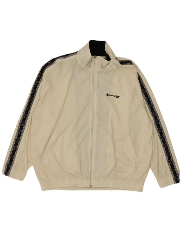 Champion Mens Graphic Tracksuit Top Jacket Large Off White Colourblock