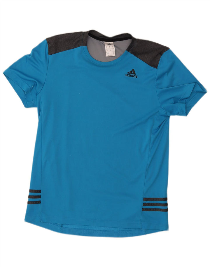 Adidas Mens T-Shirt Top Medium Blue Colourblock Polyester