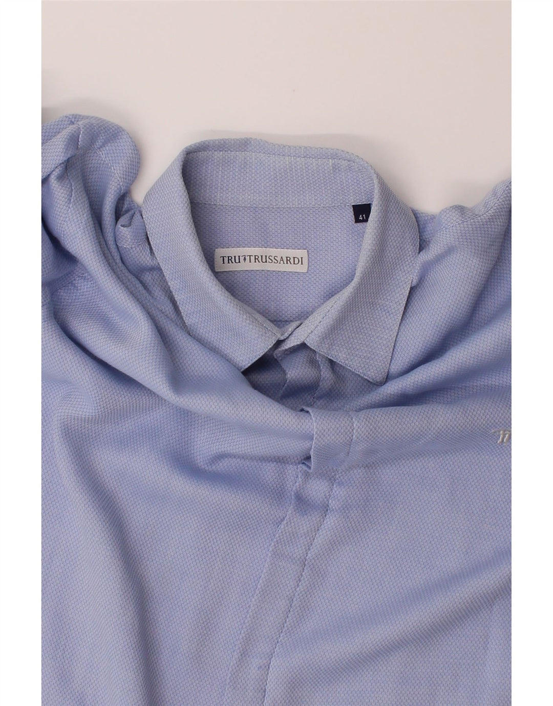 TRUSSARDI Mens Shirt Size 41 Medium Blue Cotton Vintage Trussardi and Second-Hand Trussardi from Messina Hembry 