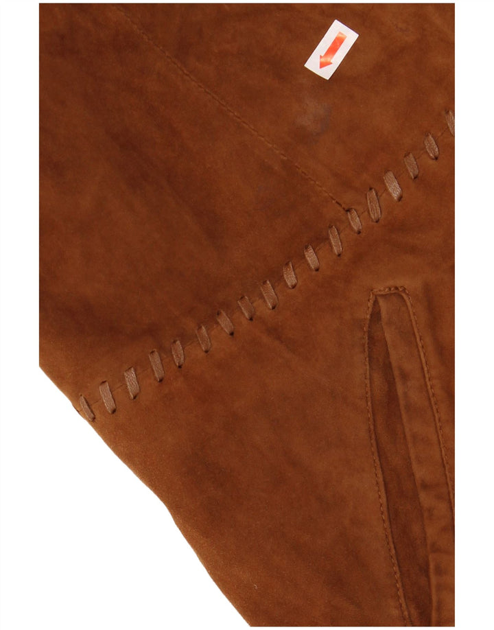 CONBIPEL Womens 2 Button Suede Blazer Jacket IT 48 XL Brown Leather