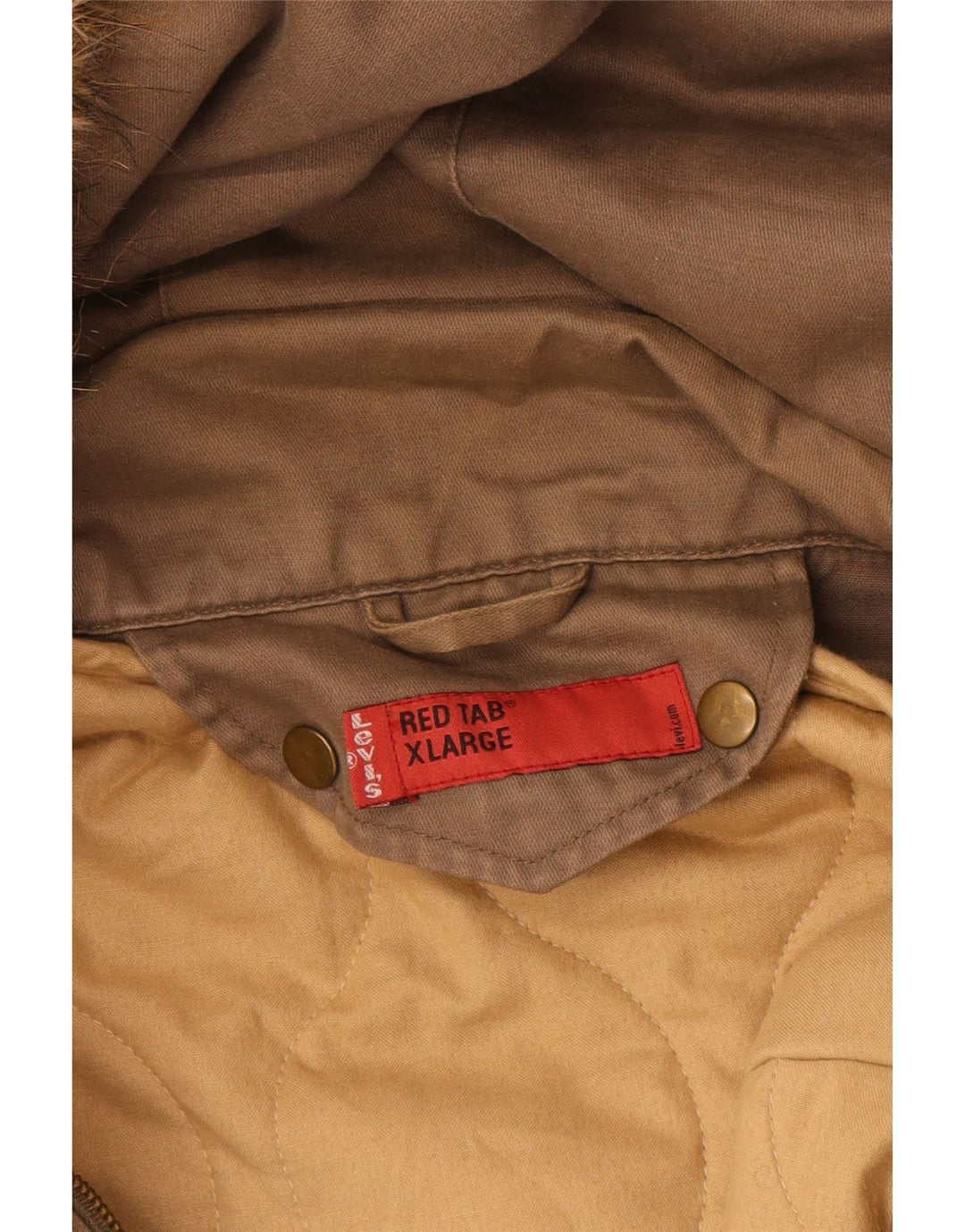 LEVI'S Mens Hooded Parka Jacket UK 42 XL Brown Cotton