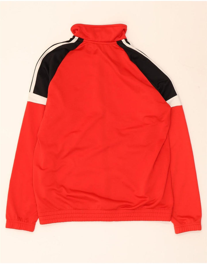 ADIDAS Boys Tracksuit Top Jacket 13-14 Years Red Colourblock Polyester