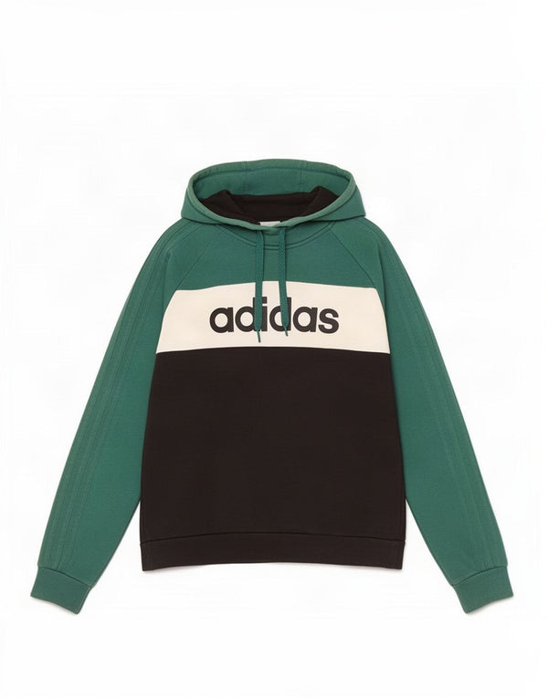 Adidas Mens Graphic Hoodie Jumper Medium Green Colourblock Cotton