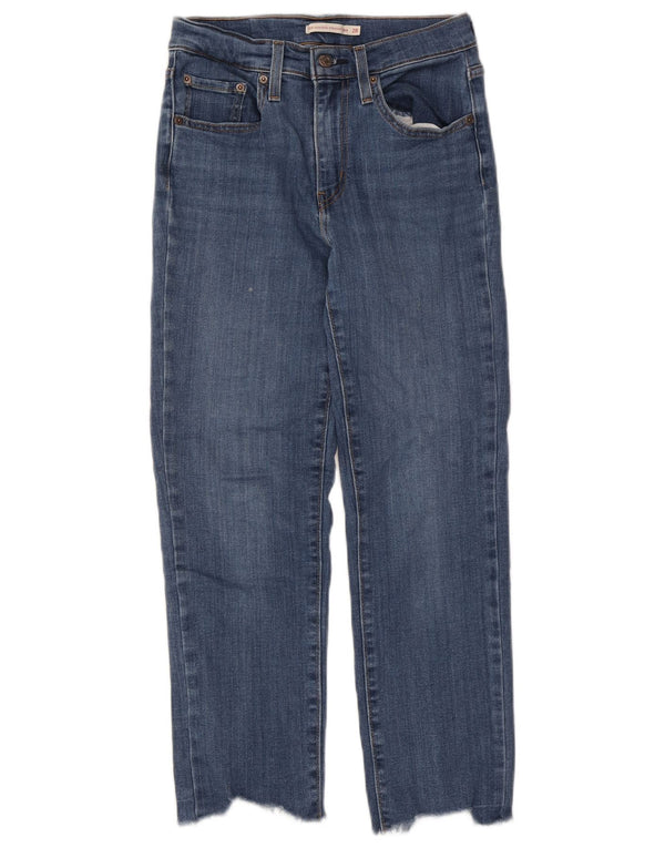 Levi's Womens 724 High Rise Straight Cropped Jeans W28 L25 Blue Cotton