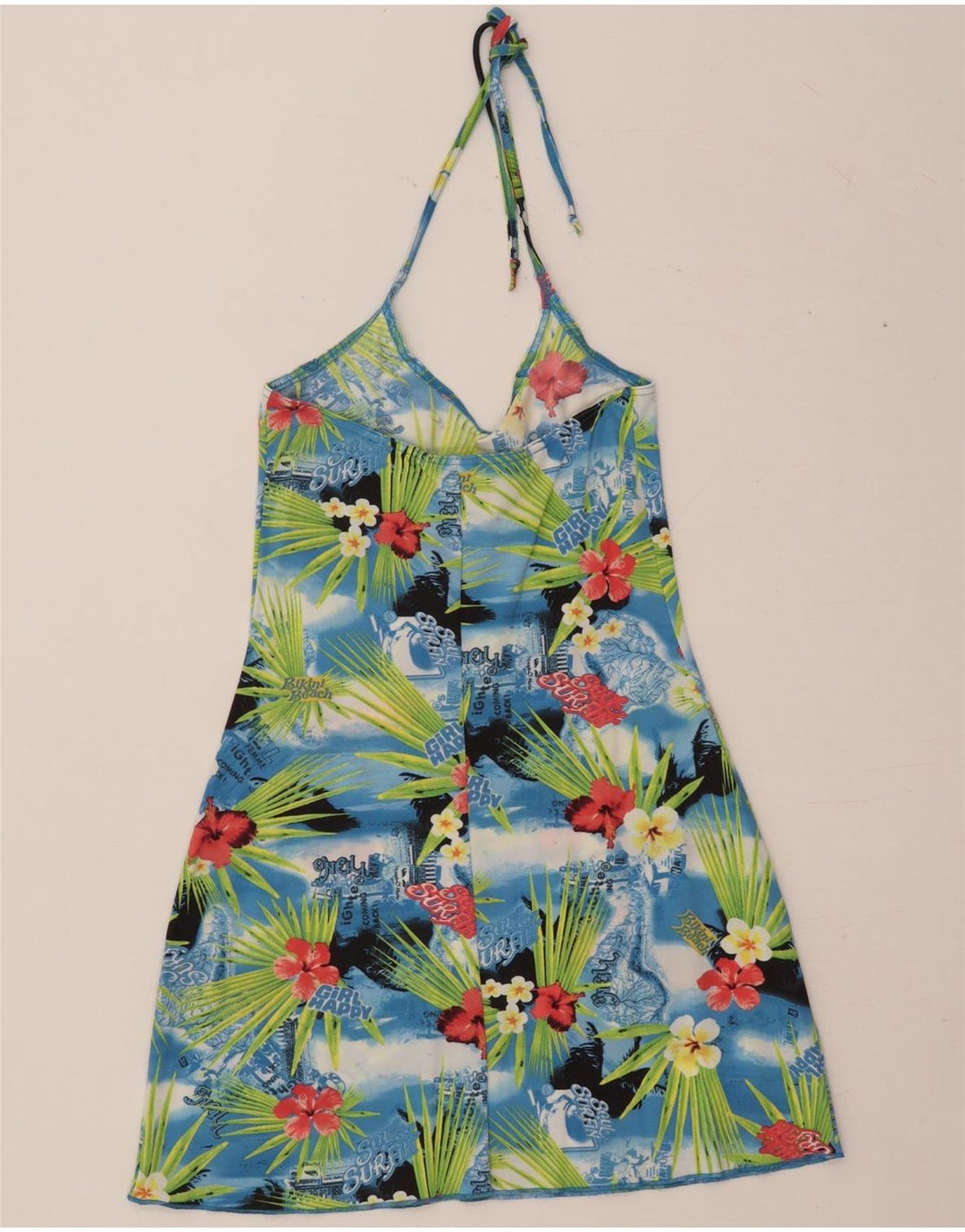 O'NEILL Womens Halter Dress UK 14 Large Multicoloured Floral Polyamide