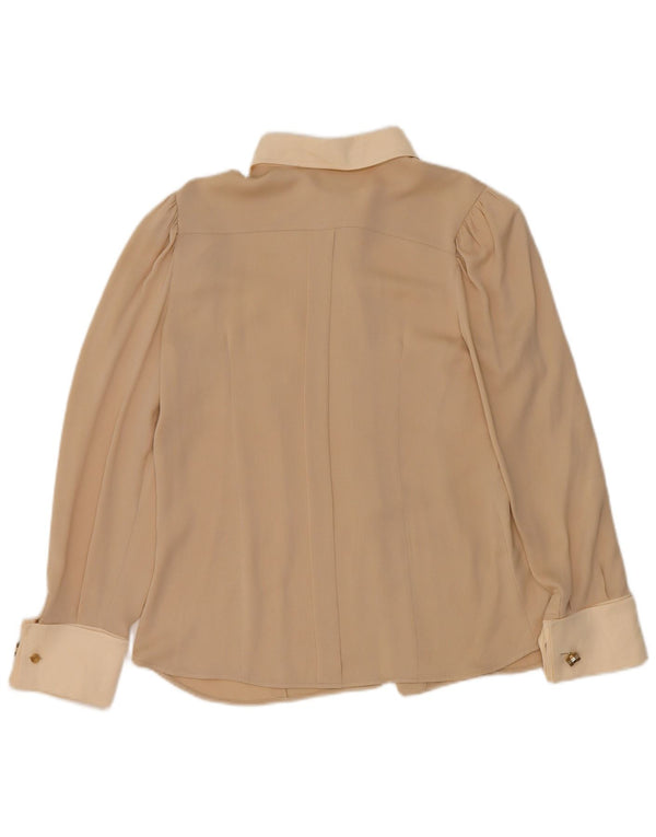 Max Mara Womens Shirt Blouse UK 10 Small Beige Colourblock
