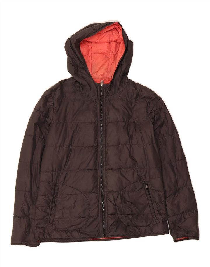 FAT FACE Womens Hooded Padded Jacket UK 14 Large  Grey Nylon Vintage Fat Face and Second-Hand Fat Face from Messina Hembry 
