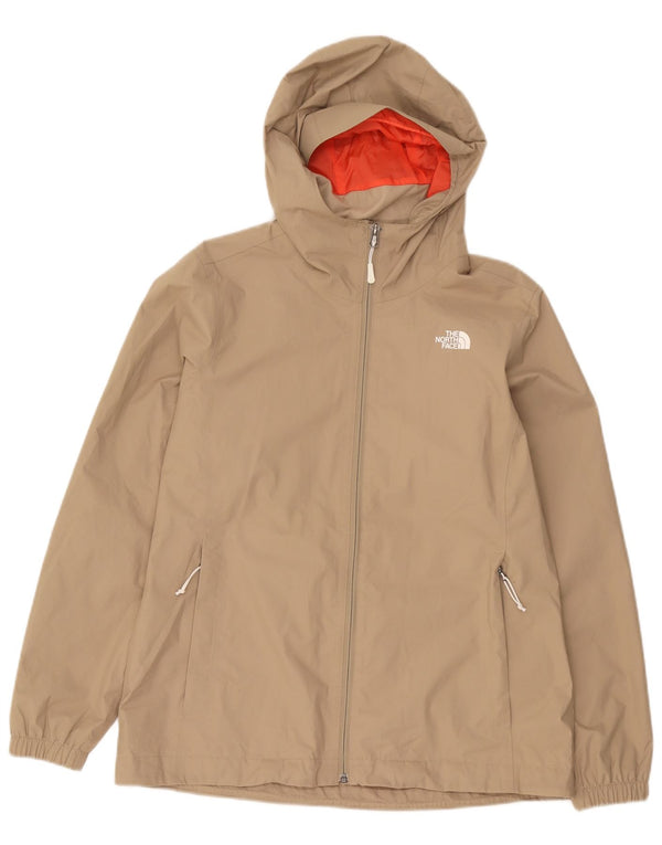 The North Face Womens Hooded Rain Jacket UK 14 Large Beige Polyester
