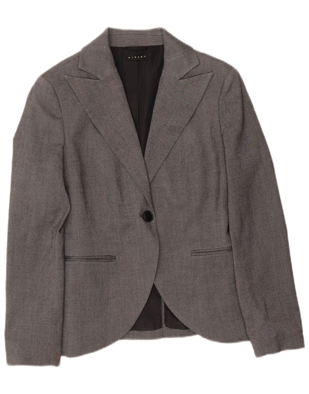 Sisley Womens 1 Button Blazer Jacket UK 8 Small Grey