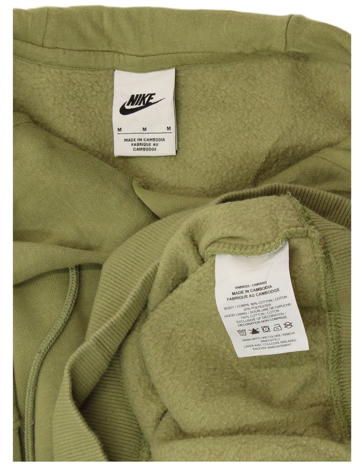 NIKE Womens Oversized Hoodie Jumper UK 14 Medium Green Cotton
