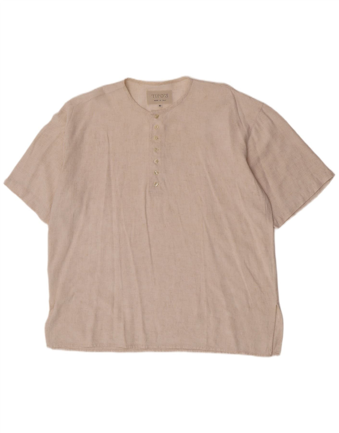 Tipo' S Mens Short Sleeve Pullover Shirt XL Beige Viscose