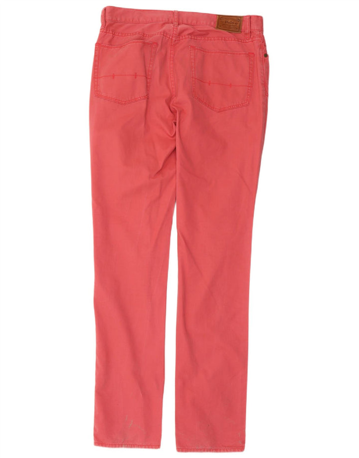 POLO RALPH LAUREN Mens Slim Chino Trousers W34 L34 Red Cotton