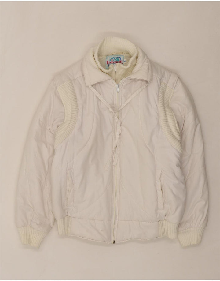 VINTAGE Womens Padded Jacket EU 40 Medium White Polyester Vintage Vintage and Second-Hand Vintage from Messina Hembry 
