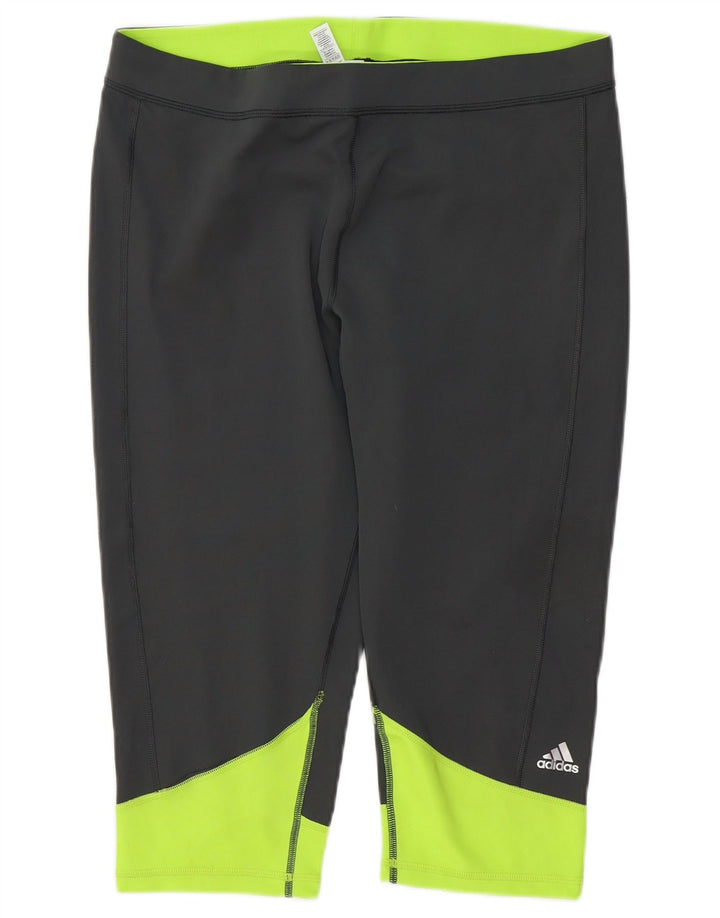 ADIDAS Womens Climalite Capri Leggings UK 20/22 XL  Grey Colourblock